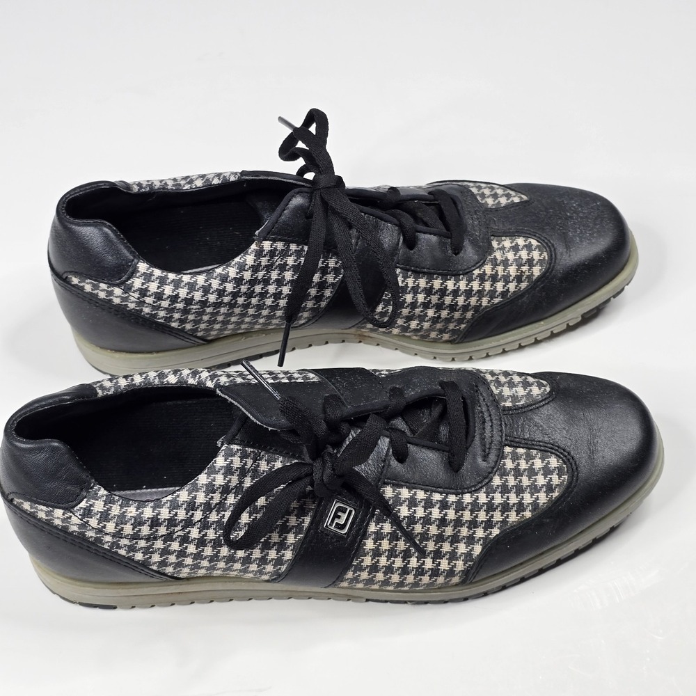 Footjoy Casual Collection Womens 8M Black Houndstooth Spikeless Golf Shoes 97720